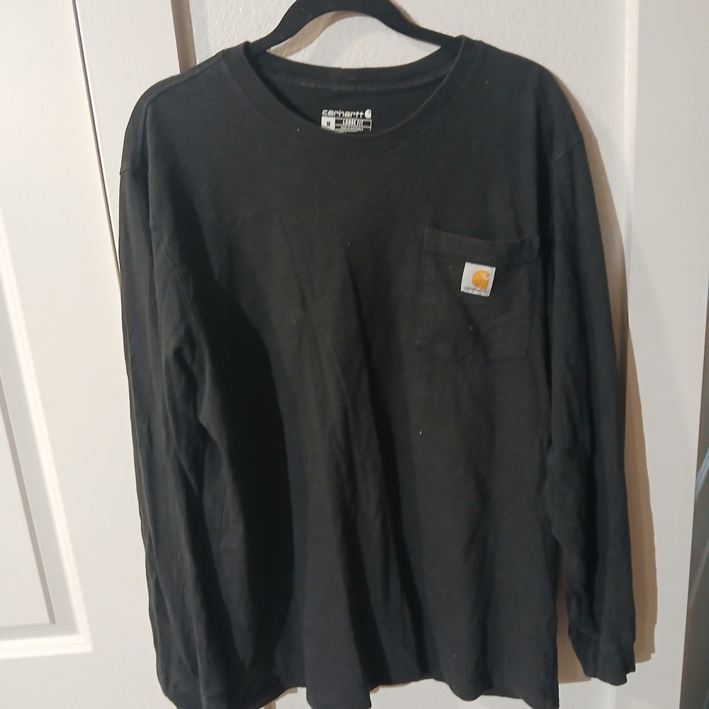 Carhartt Mens Loose Fit Long Sleeve Pocket T-Shirt Black Size M